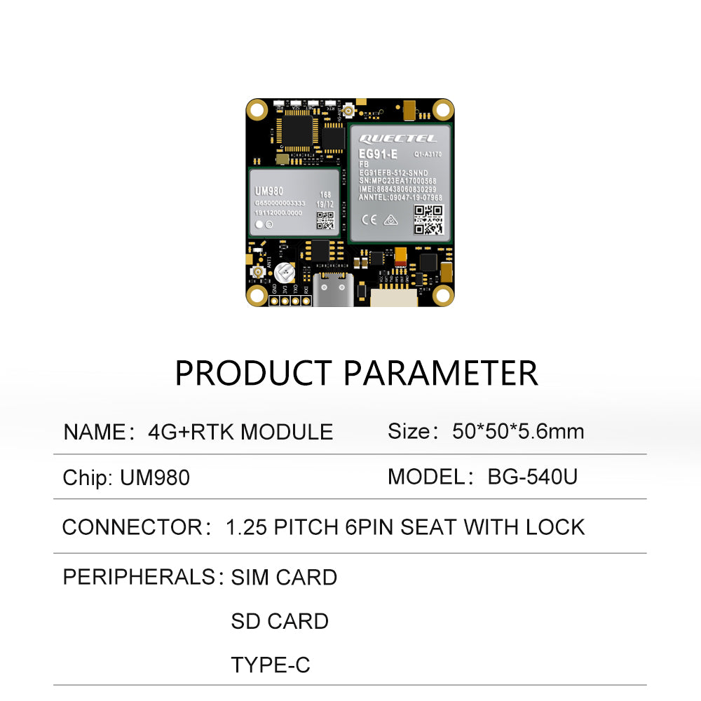 Beitian UM982/980 ZED-F9P module + 4G communication + Qianxun CORS account RTK GNSS board Beitian UM982/980 ZED-F9P module + 4G communication + Qianxun CORS account RTK GNSS board